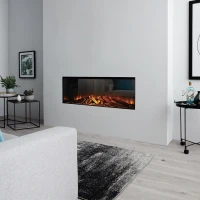 British Fires New Forest 1200 built-in electric fireplace with wide multi-sided flame view