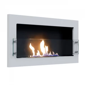 Texas bioethanol fireplace - white wall mounted bioethanol fireplace with safety glass