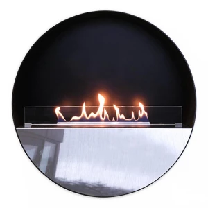 Tokyo Wall-mounted Bioethanol Fireplace in Polished Steel