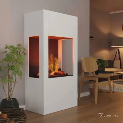 Glow Fire Böll White - OMC 400 | Freestanding Water Vapour Fireplace, White Glow Fire Böll White - OMC 400 | Freestanding Water Vapour Fireplace, White, 54 cm x 145 cm x 44 cm