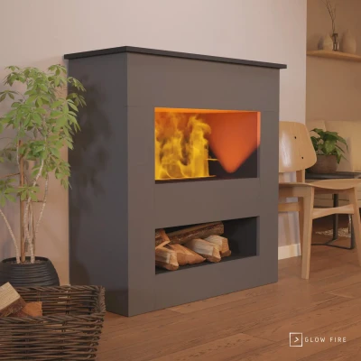 Brecht Grey - OMC 600 Electric Fireplace – Eco-Friendly Design, Realistic Flame Effect, Freestanding Brecht Grey - OMC 600 Electric Fireplace – Realistic Flame, Eco-Friendly Design, Freestanding