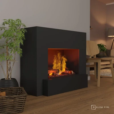 Glow Fire Hauptmann Black - OMC 600 | Freestanding Water Vapour Fireplace Glow Fire Hauptmann Black - OMC 600 | Freestanding Water Vapour Fireplace, 90 cm x 110 cm x 45 cm
