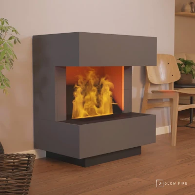 Glow Fire Kleist Grey - OMC 600 | Freestanding Water Vapour Fireplace, Grey Glow Fire Kleist Grey - OMC 600 | Freestanding Water Vapour Fireplace – Grey, 90 cm x 50 cm x 80 cm