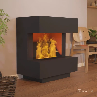 Glow Fire Kleist Black - OMC 600 | Freestanding Water Vapour Fireplace, Black Glow Fire Kleist Black - OMC 600 | Freestanding Water Vapour Fireplace – Black, 90 cm x 50 cm x 80 cm