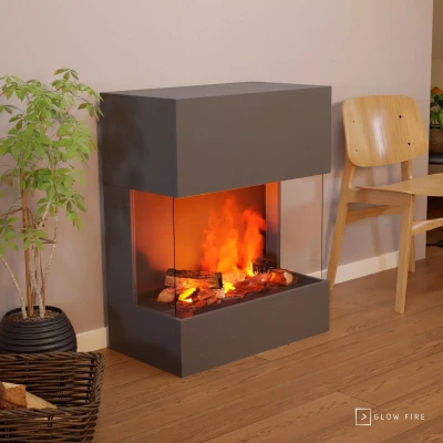 Glow Fire Kästner Grey - OMC 600 | Freestanding Water Vapour Fireplace Glow Fire Kästner Grey - OMC 600 | Freestanding Water Vapour Fireplace, 89 cm x 70 cm x 40 cm