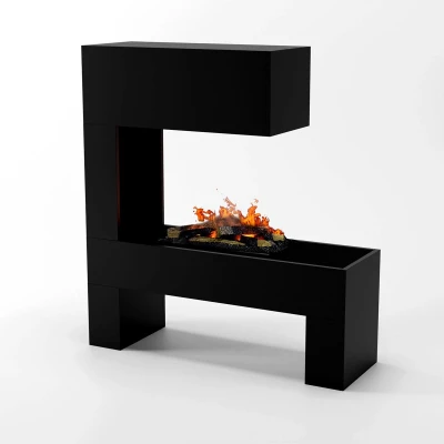 Glow Fire Mozart Black - OMC 600 | Freestanding Water Vapour Fireplace Glow Fire Mozart Black - OMC 600 | Freestanding Water Vapour Fireplace, 120 cm x 110 cm x 35 cm