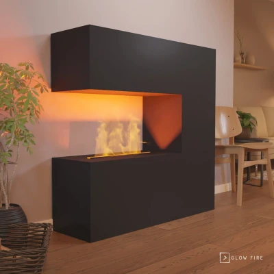 Glow Fire Schiller Black - OMC 600 | Freestanding Water Vapour Fireplace Glow Fire Schiller Black - OMC 600 | Freestanding Water Vapour Fireplace, 120 cm x 120 cm x 38 cm