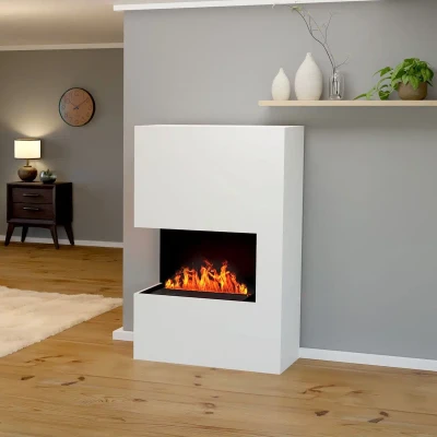 Glow Fire Tucholsky Right Corner - OMC 600 | Freestanding Water Vapour Fireplace, Grey Glow Fire Tucholsky Right Corner - OMC 600 | Freestanding Water Vapour Fireplace, Grey, 91 cm x 150 cm x 35 cm