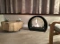 Ethanol stand fireplace in black with wide arch