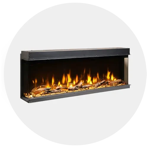 3-sided front-right-left electric fireplace insert